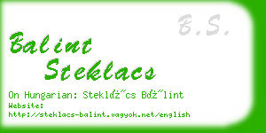 balint steklacs business card